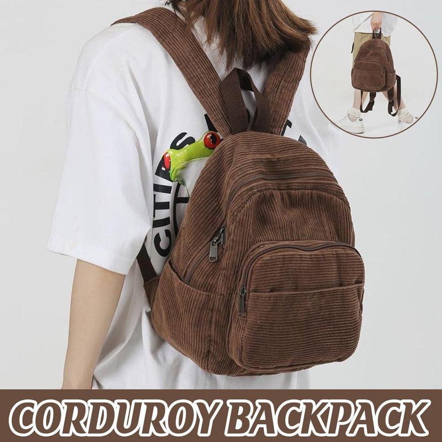 Corduroy Mini Shoulder Bag 24cm x 11cm x 29cm - Stylish & Durable for School - SuperSaverAU - view 1