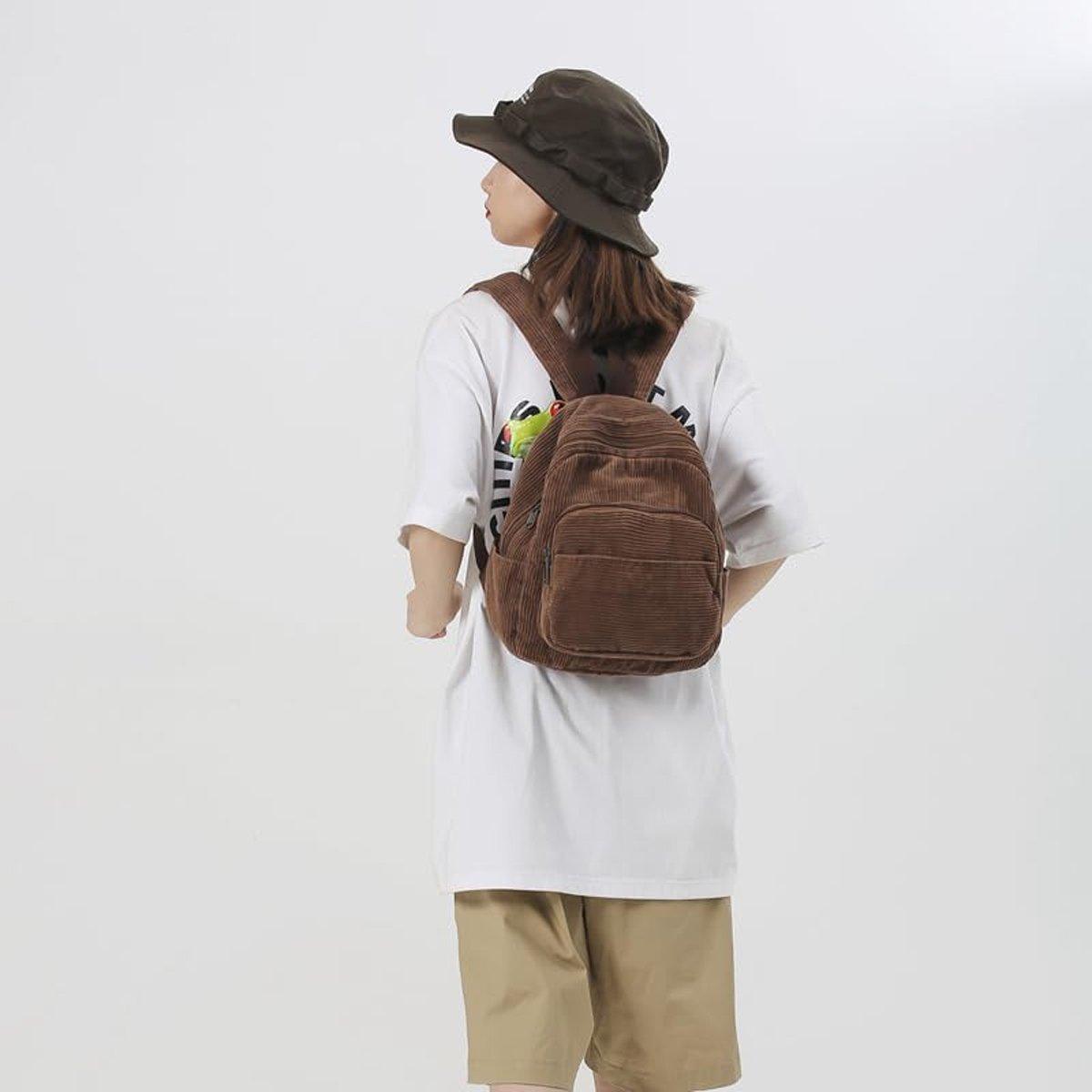 Corduroy Mini Shoulder Bag 24cm x 11cm x 29cm - Stylish & Durable for School - SuperSaverAU - view 4