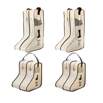 4PCS Beige Travel Shoe Bags - Dustproof Storage for Long and Short Boots