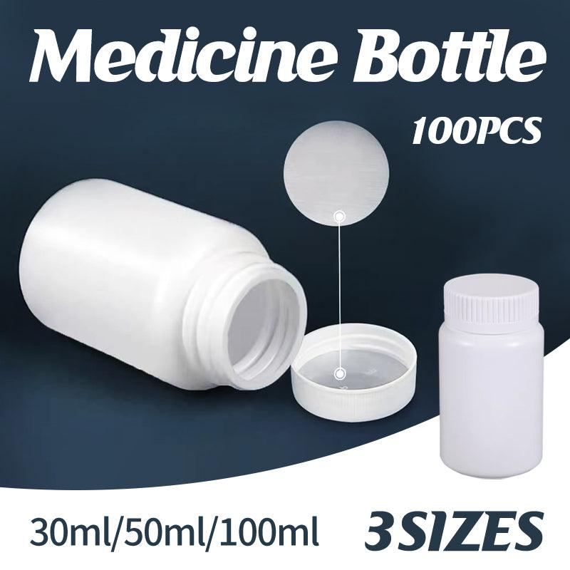 Premium 100pcs 50ml White HDPE Capsule Bottles with Screw Caps and Foil Seals