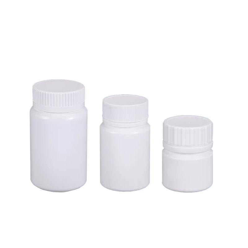 Premium 100pcs 50ml White HDPE Capsule Bottles with Screw Caps and Foil Seals
