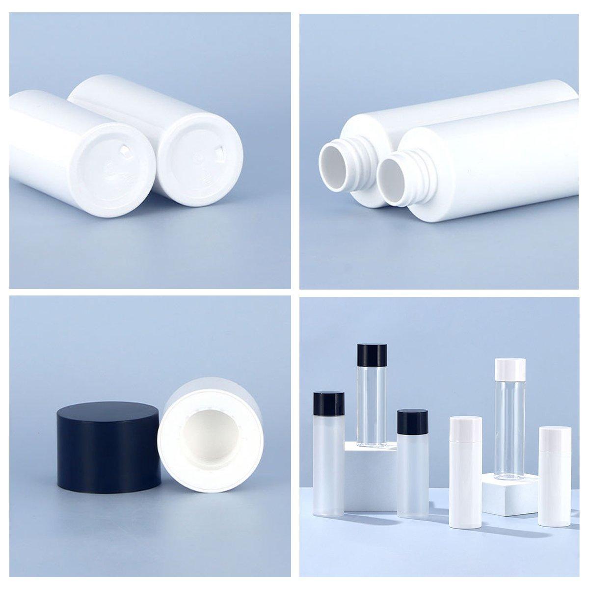 Plastic Toner Lotion Bottles (50/100/150ml) Refillable Travel Containers - White/Black - SuperSaverAU - view 4