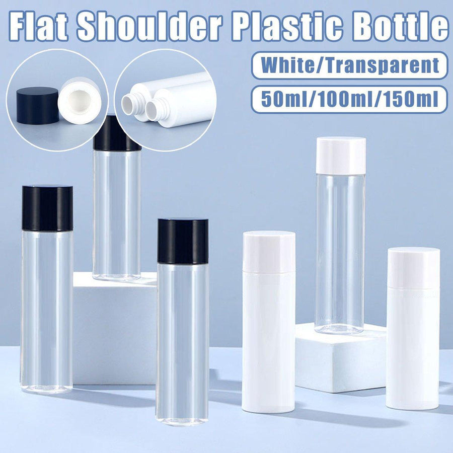 Plastic Toner Lotion Bottles Refillable Travel Cosmetic Containers 50/100/150ml - Transparent/Black - SuperSaverAU - view 1