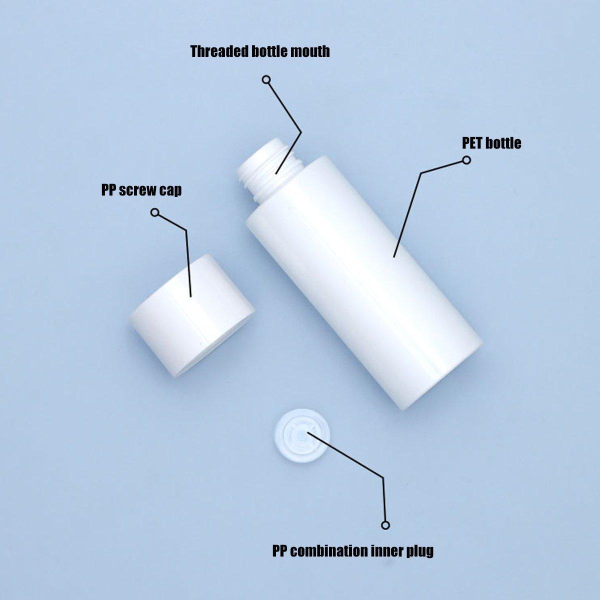 Refillable Plastic Toner Lotion Bottles for Travel - 150ml White with Black Lid