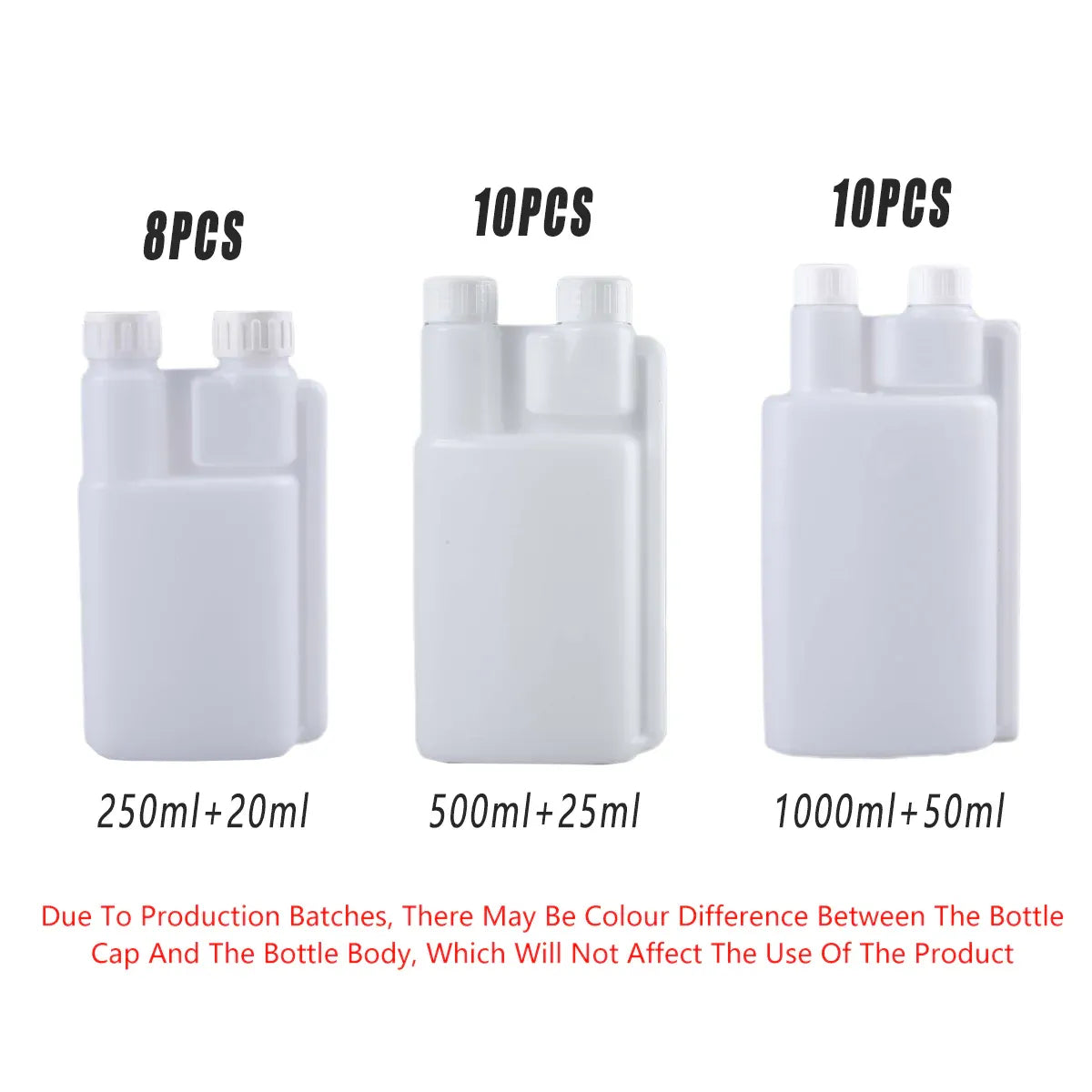 Premium Twin Chamber Chemical Bottle with Tamper Evident Cap - 500ml, 10 Pack