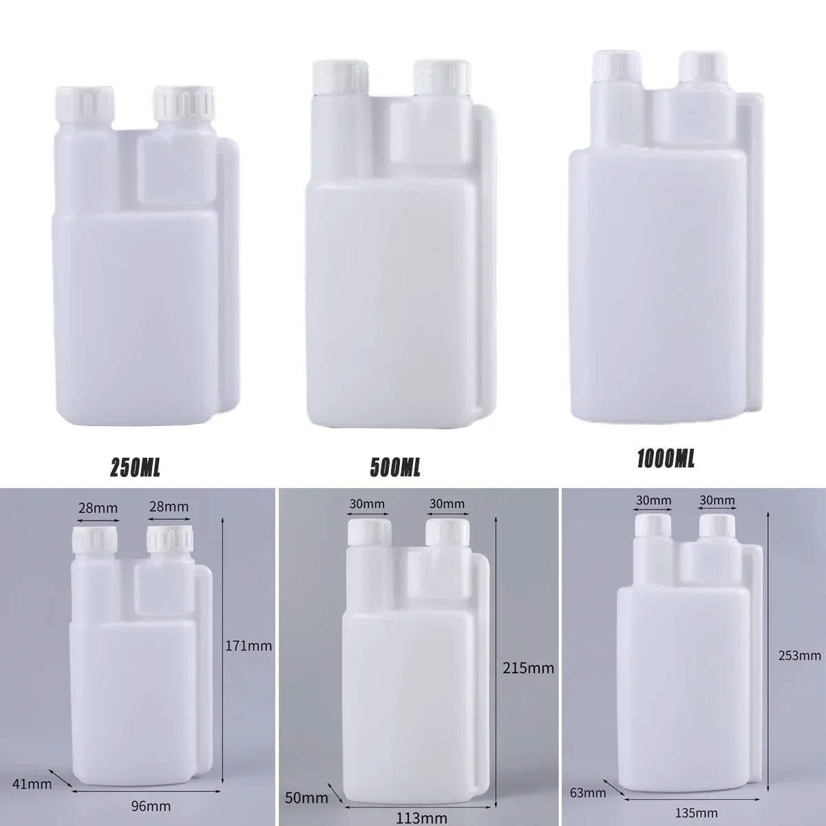 Premium Twin Chamber Chemical Bottle with Tamper Evident Cap - 500ml, 10 Pack