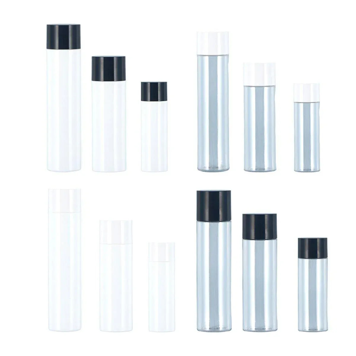 50ml Refillable PET Toner Lotion Bottle White with Black Lid