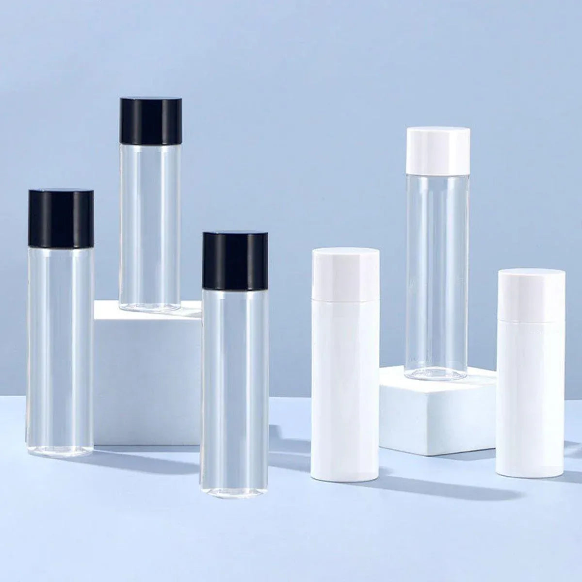 50ml Refillable PET Toner Lotion Bottle White with Black Lid