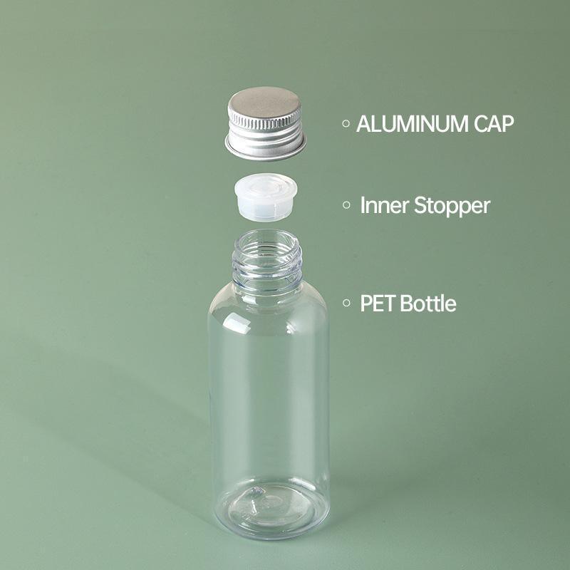 20pcs Brown Transparent Cosmetic Bottles with Aluminum Lids - 100ml