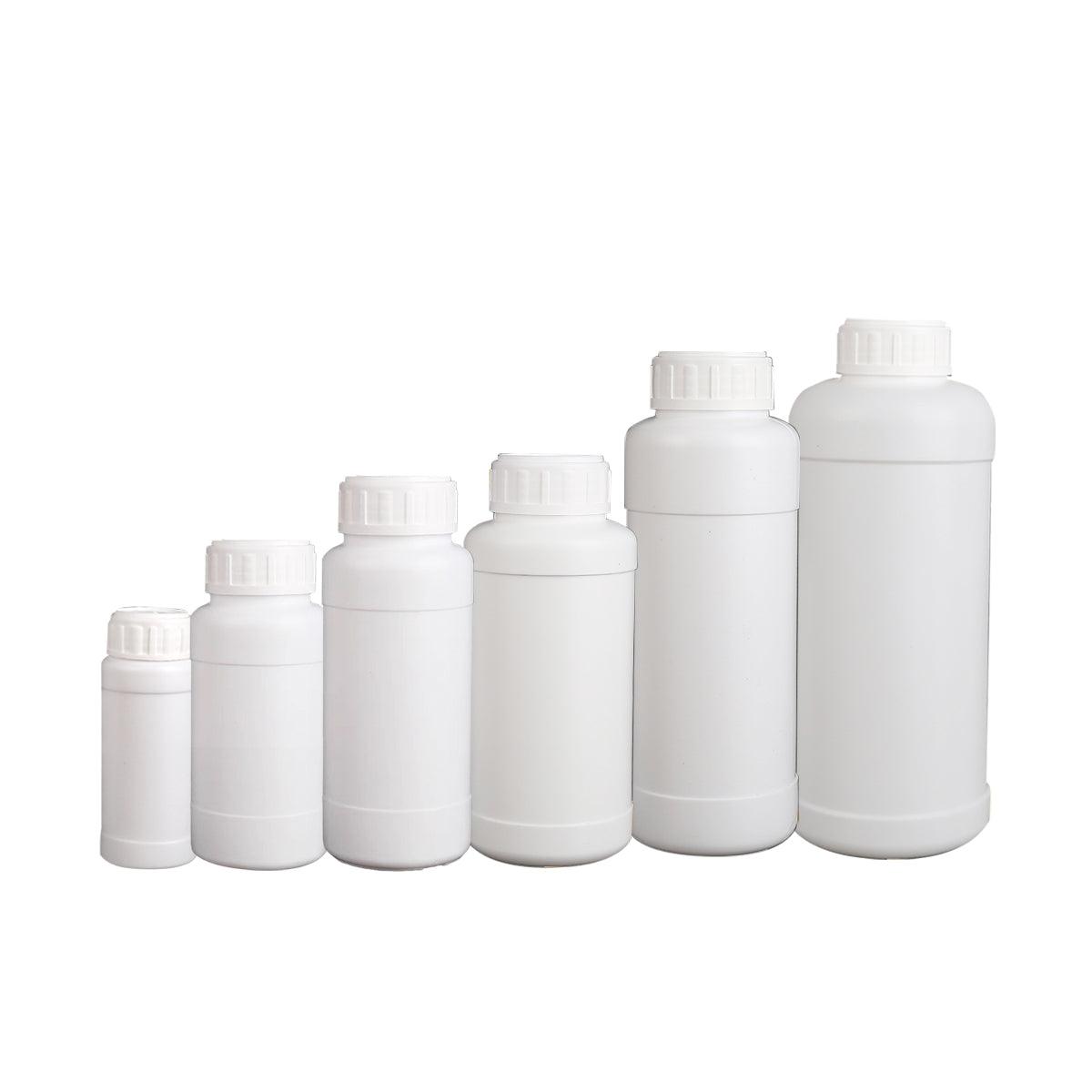 50pcs White Plastic Chemical Bottles 200ml with Screw Cap for Lab Storage