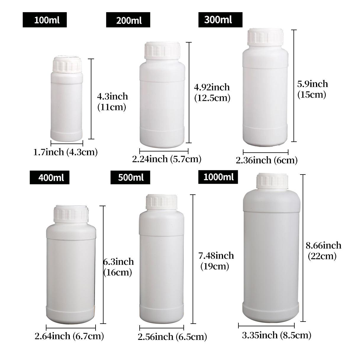 50pcs White Plastic Chemical Bottles 200ml with Screw Cap for Lab Storage