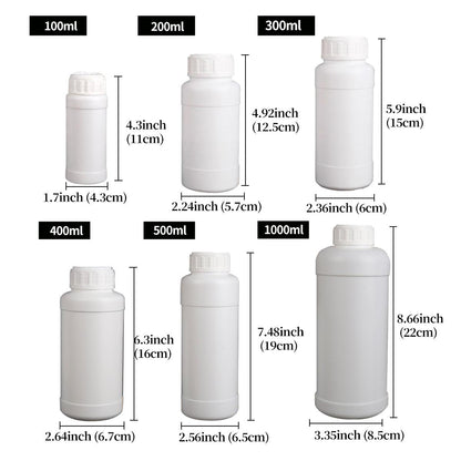 50pcs White Plastic Chemical Bottles 200ml with Screw Cap for Lab Storage