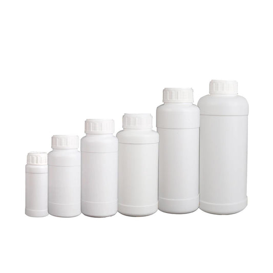 50pcs 300ml White Plastic Chemical Bottles with Screw Cap for Lab Storage