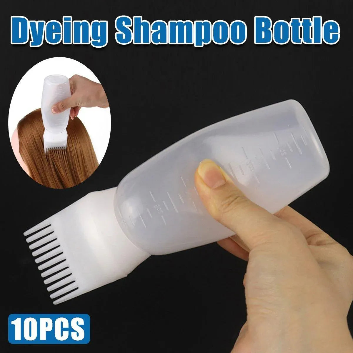 Premium 10pcs 170ml Hair Dye Applicator Bottles with Comb Nozzle and Measurements