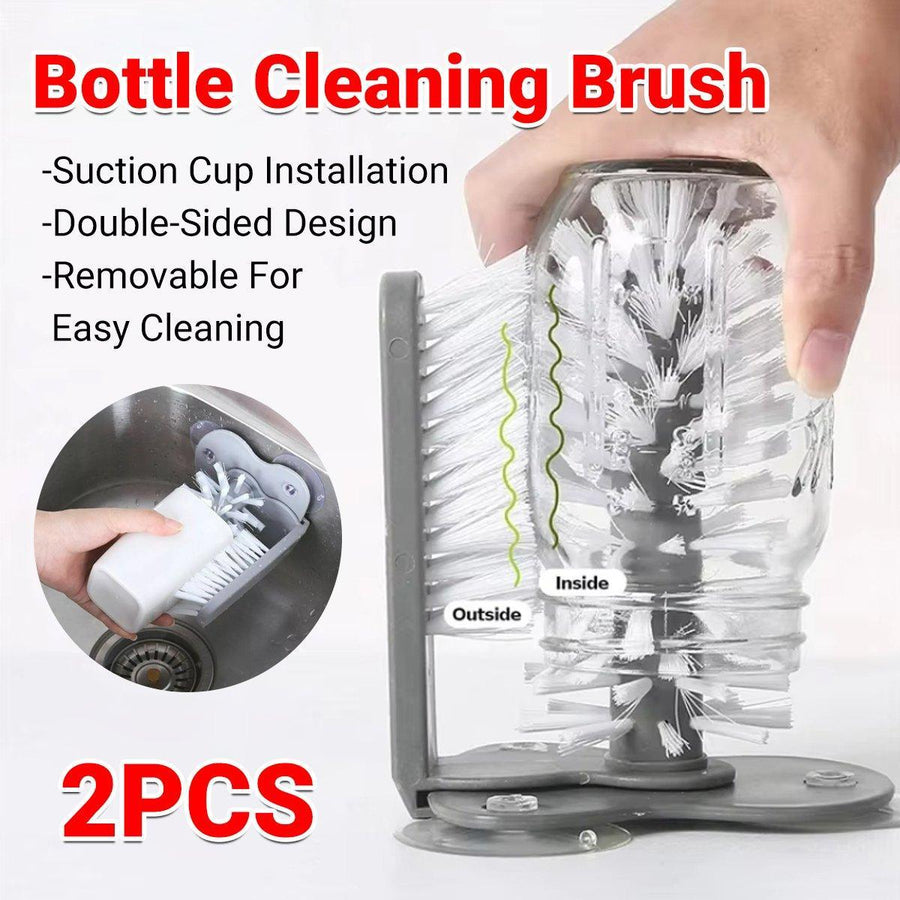 Premium Suction Cup Glass & Bottle Cleaning Brushes – 2 Pack