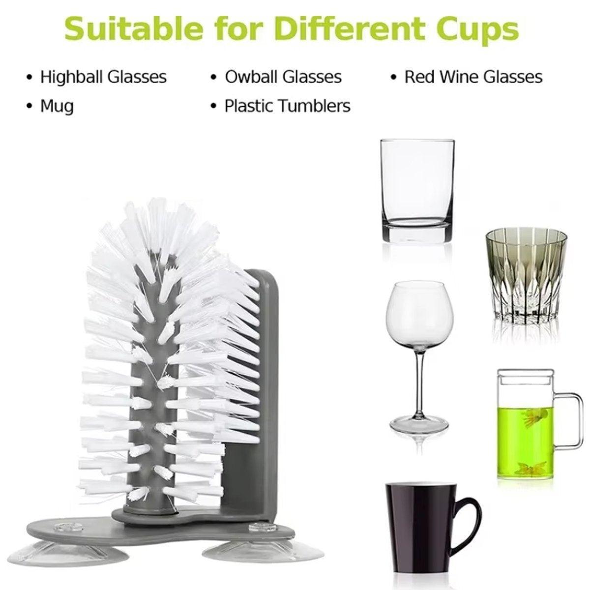 Premium Suction Cup Glass & Bottle Cleaning Brushes – 2 Pack