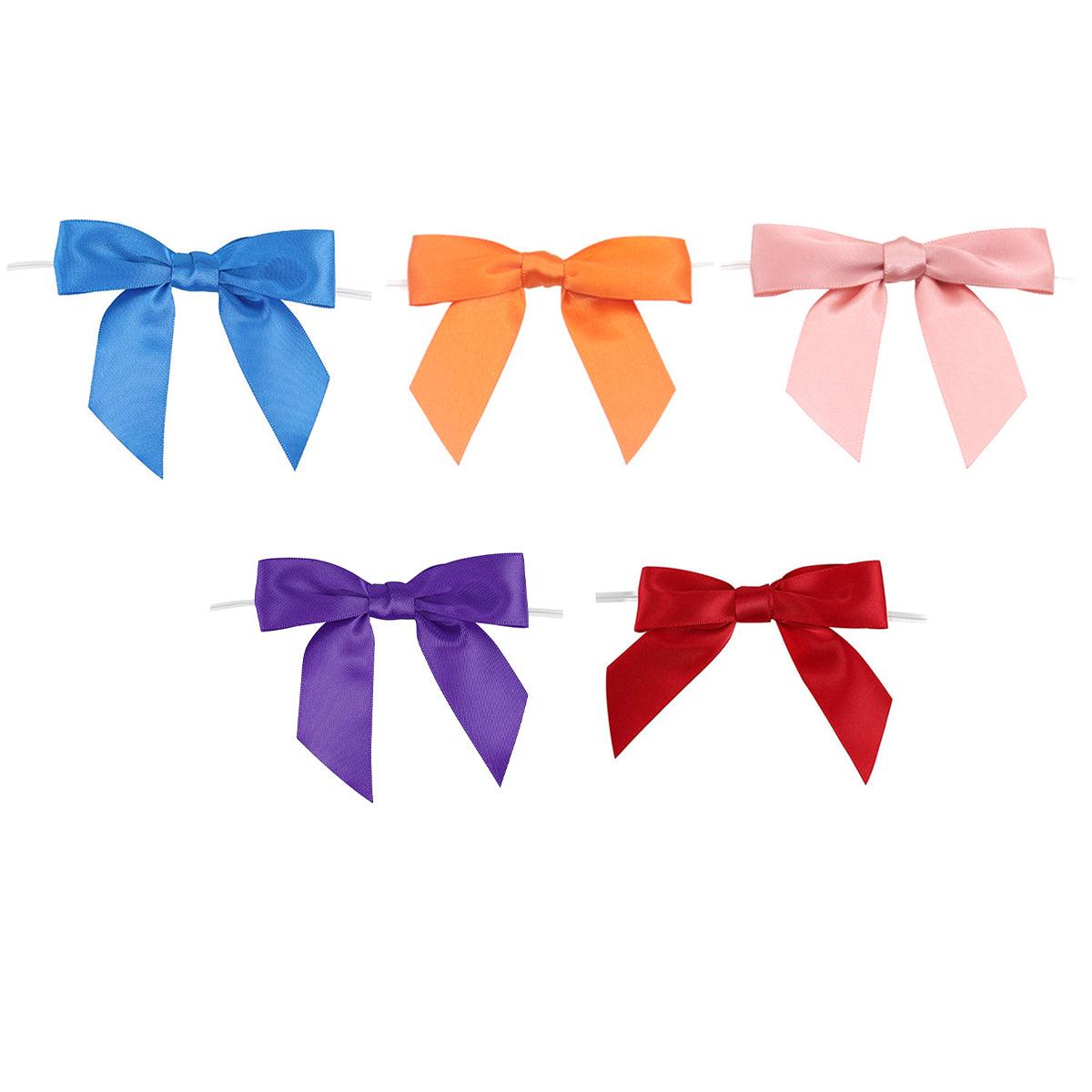 Premium Satin Ribbon Bow Ties – Orange 50 Pack with Wired Attachment