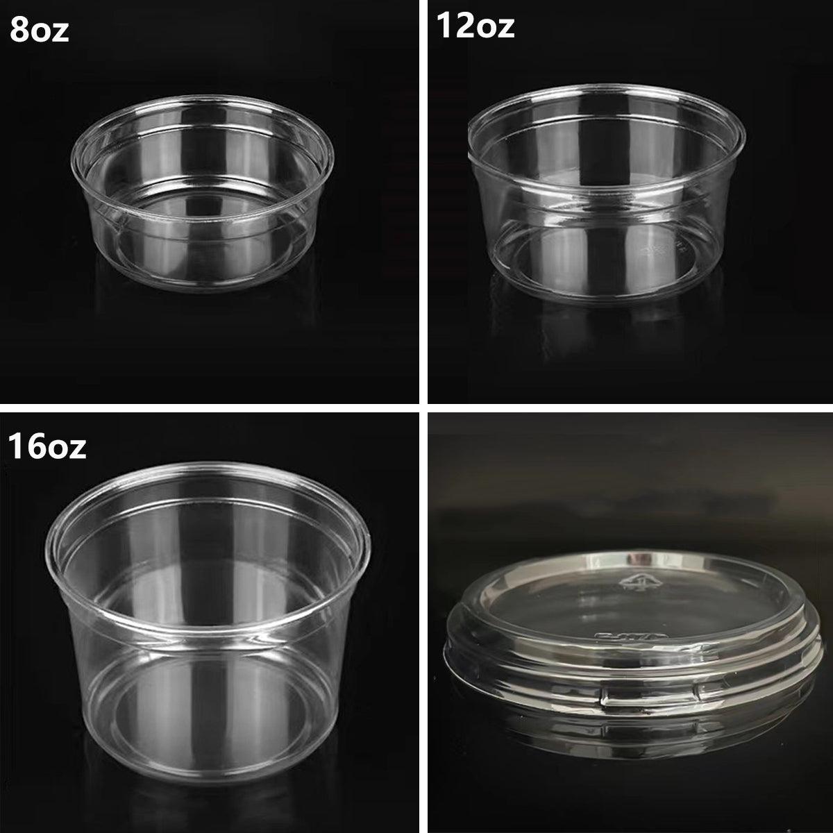 100PCS Transparent Packing Box With Cover Plastic Dessert Bowl Food Container - 8oz Bowl - SuperSaverAU - view 3