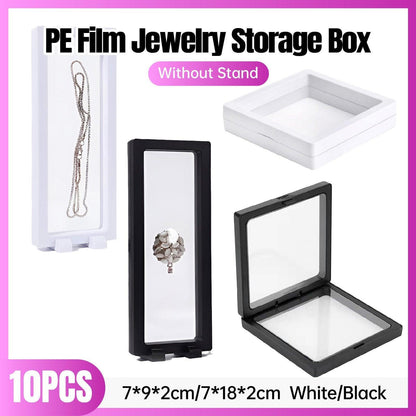 10pcs PE Film Jewelry Display & Storage Box - Transparent White Packaging Container
