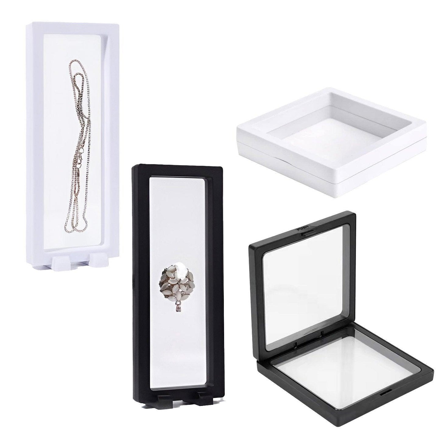 10pcs PE Film Jewelry Display & Storage Box - Transparent White Packaging Container