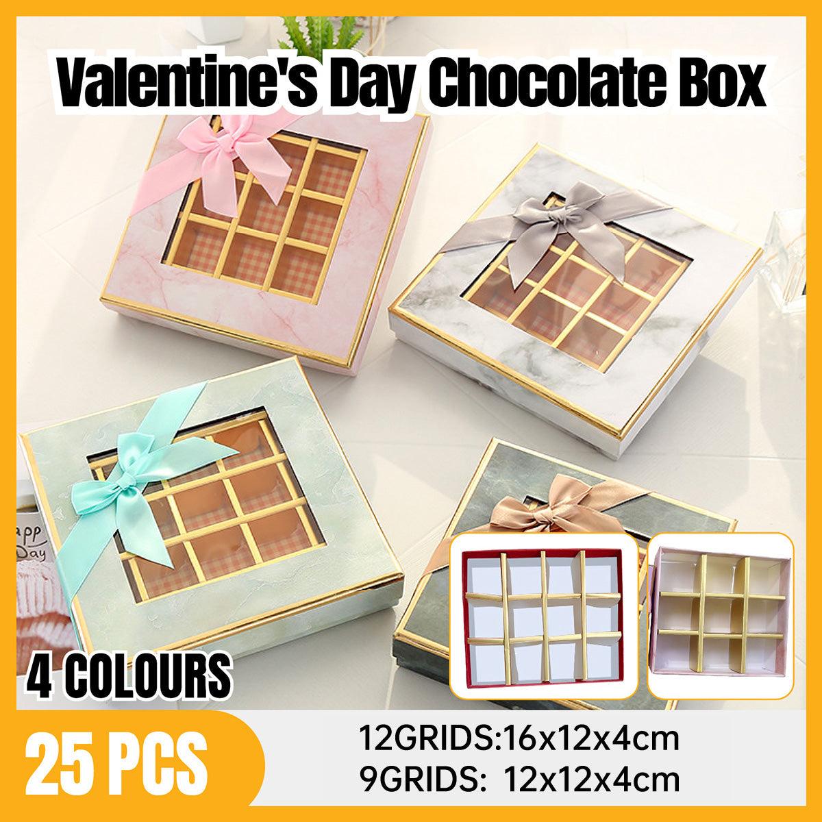 Valentine's Day Chocolate Box - Gourmet 25 pcs, 12 Grids, Gray