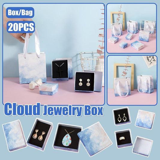 Jewelry Box Organizer 20PCS for Earrings & Rings with Cloud Design - Blue/White