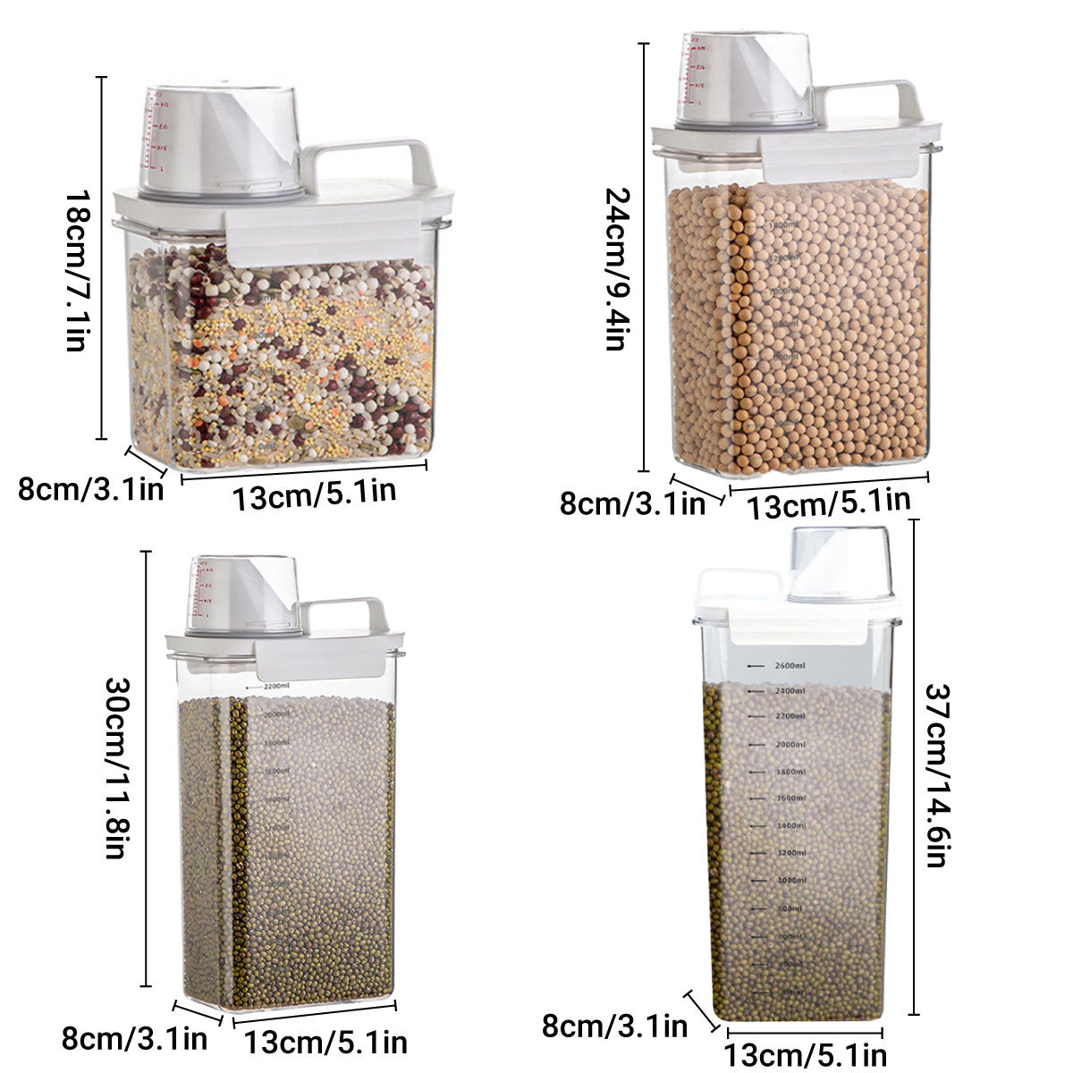 Sealed Grain Storage Box - 2900ml Transparent Container