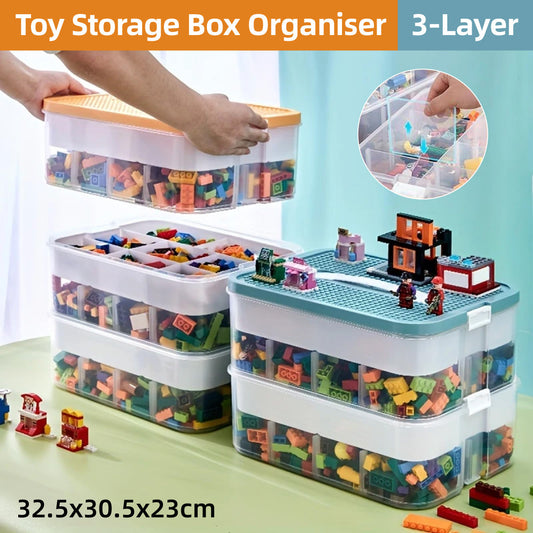 3-Layer Storage Box for Toys - Large Capacity Organizer - Yellow