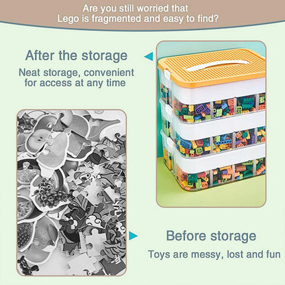 3-Layer Storage Box for Toys - Large Capacity Organizer - Yellow