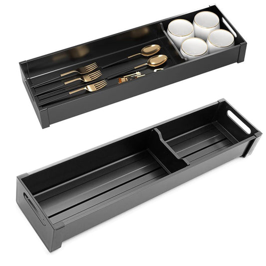 Aluminium Cutlery Tray Utensil Organiser with Adjustable Divider - 41x10cm
