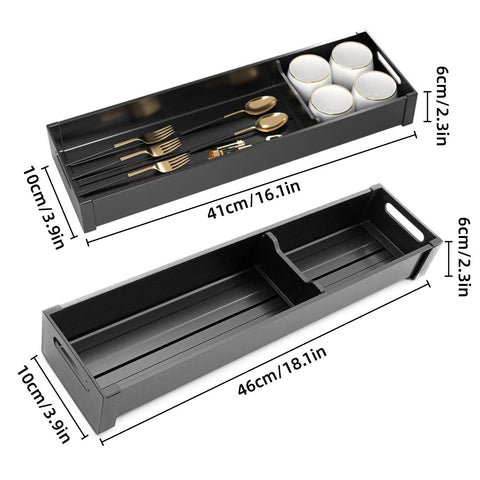 Aluminium Cutlery Tray Utensil Organiser with Adjustable Divider - 41x10cm - SuperSaverAU - view 2