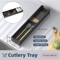 Premium Aluminium Cutlery Tray – Black 46 x 10cm with Adjustable Divider