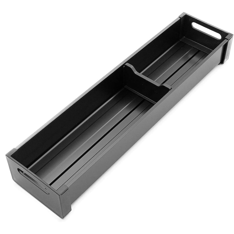Premium Aluminium Cutlery Tray – Black 46 x 10cm with Adjustable Divider
