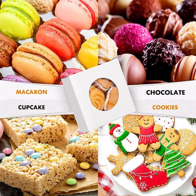 50PCS Kraft Paper Box with Round Window for Handmade Soap & Candy - Khaki 7.5x7.5x3CM