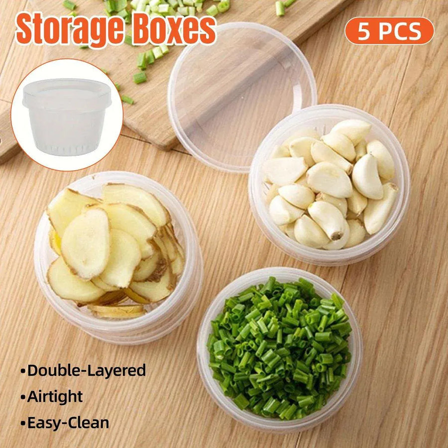 Premium Plastic Storage Containers with Drain Layers – 5 Pack