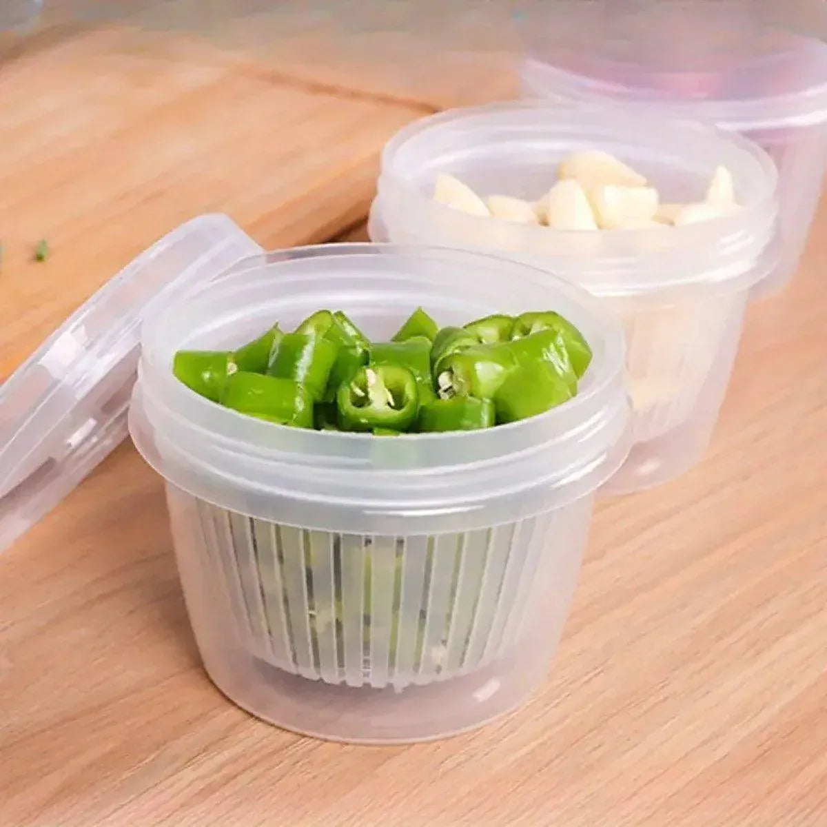 Premium Plastic Storage Containers with Drain Layers – 5 Pack