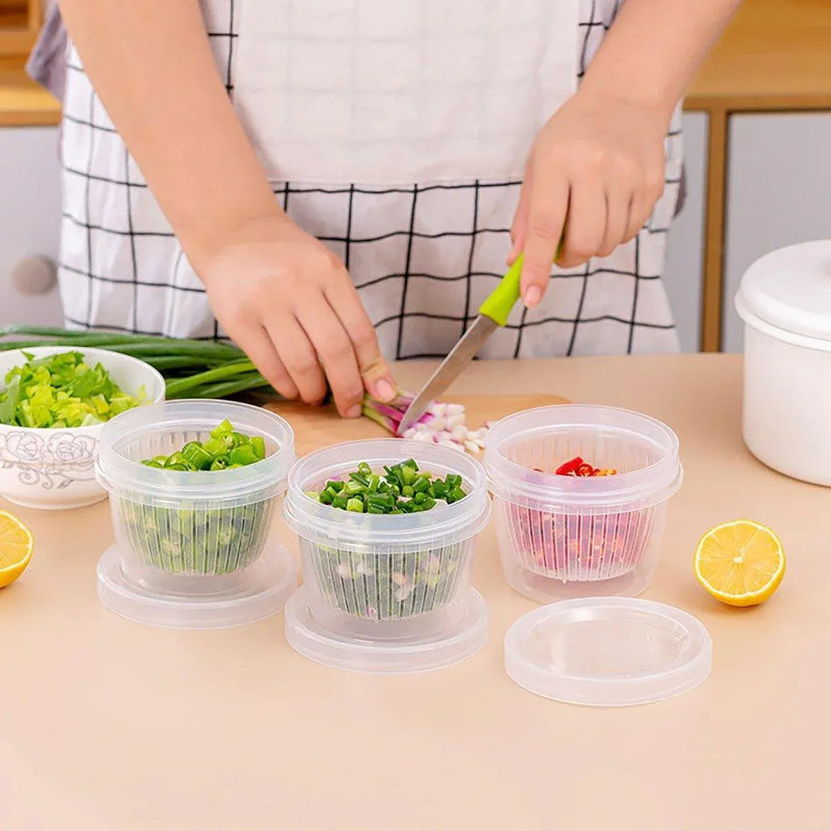 Premium Plastic Storage Containers with Drain Layers – 5 Pack