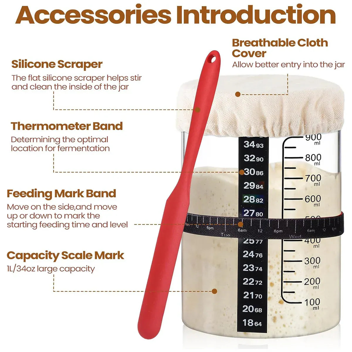 Premium 24oz Glass Fermentation Jar Kit – with Spatula