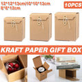 Premium 10 Pack Kraft Corrugated Gift Boxes 8x8x12cm Button String Closure