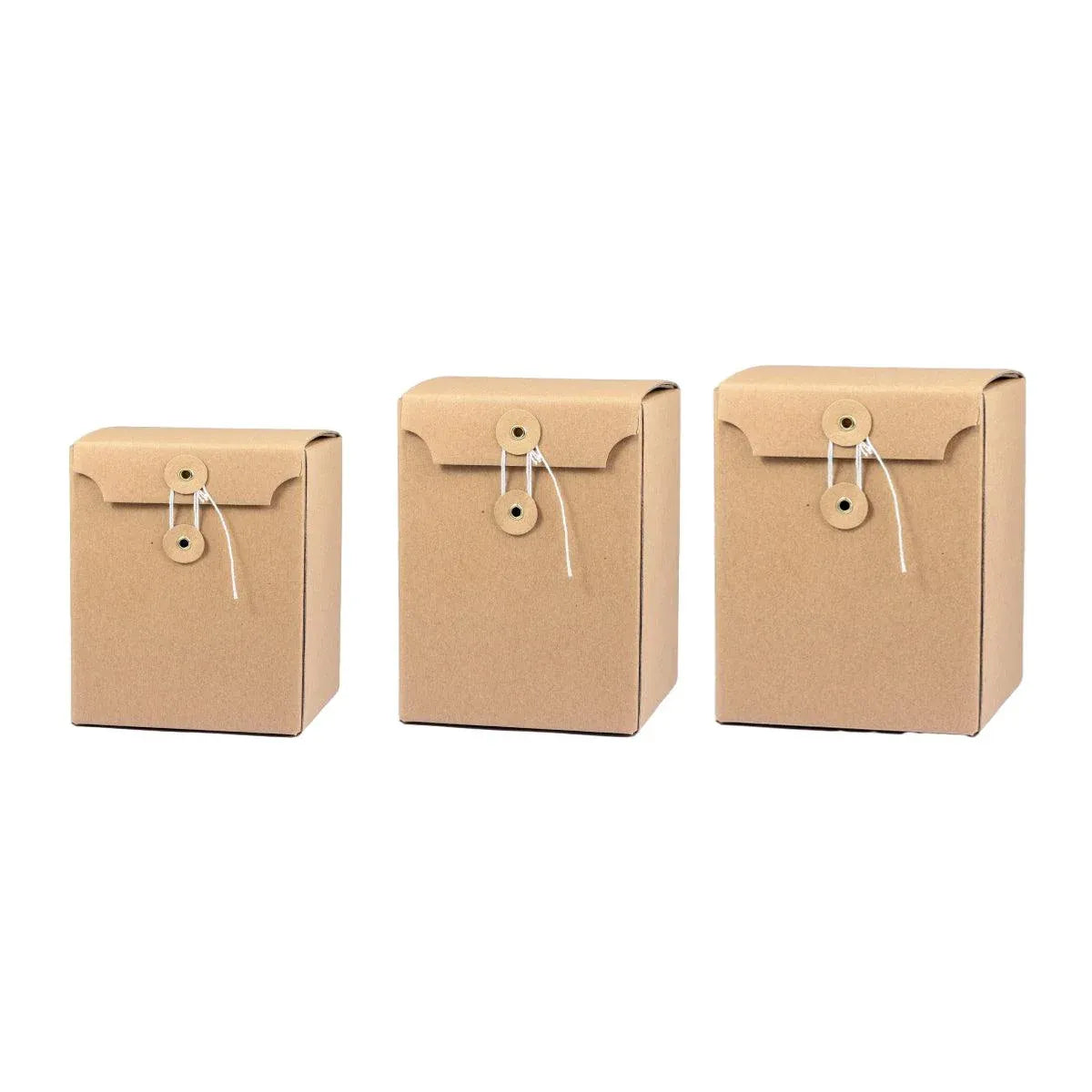 Premium 10 Pack Kraft Corrugated Gift Boxes 8x8x12cm Button String Closure