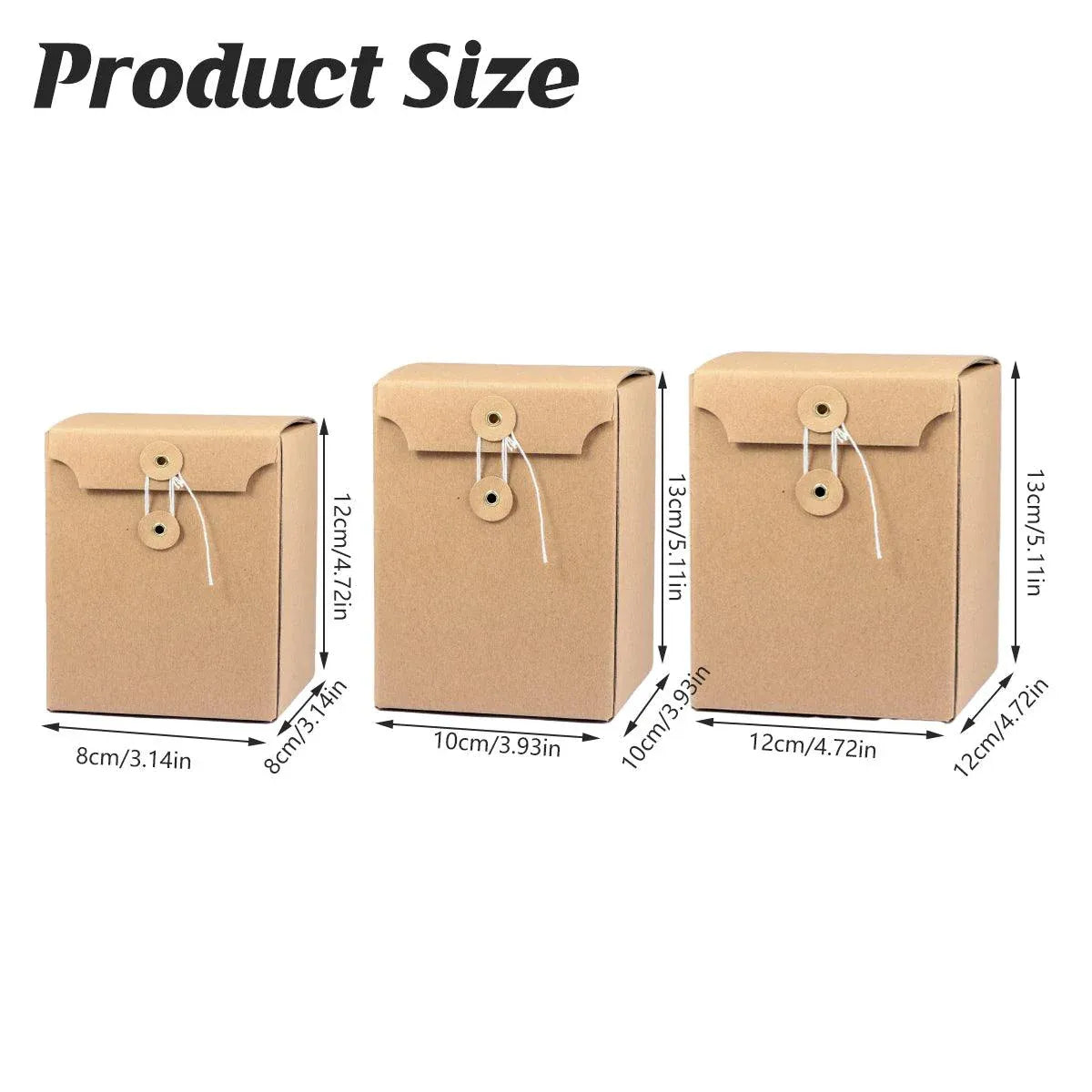 Premium 10 Pack Kraft Corrugated Gift Boxes 8x8x12cm Button String Closure
