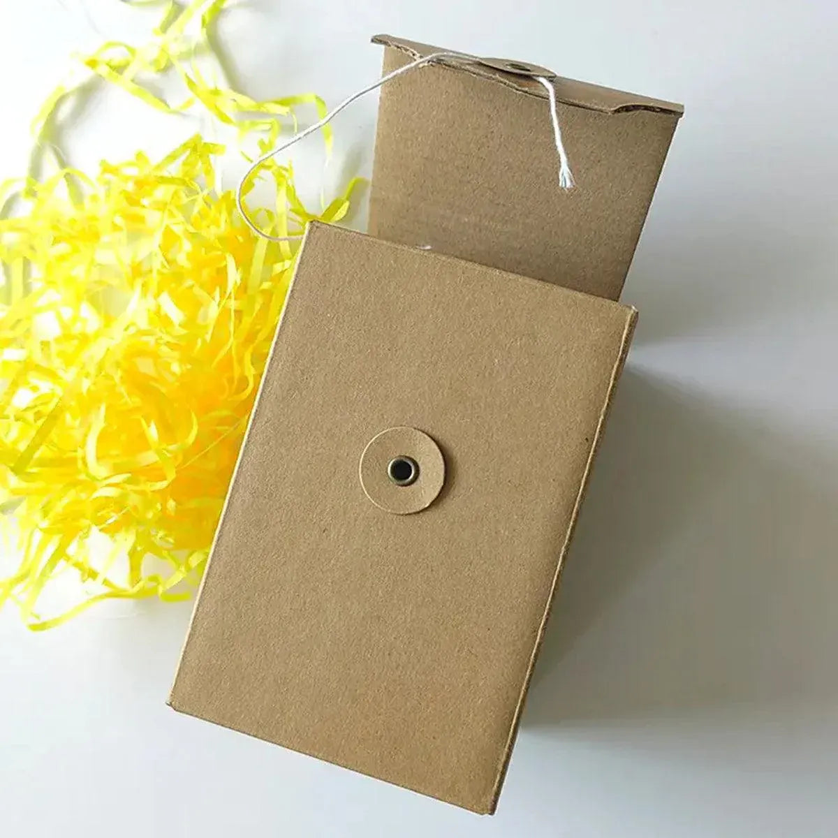 Premium 10 Pack Kraft Corrugated Gift Boxes 8x8x12cm Button String Closure