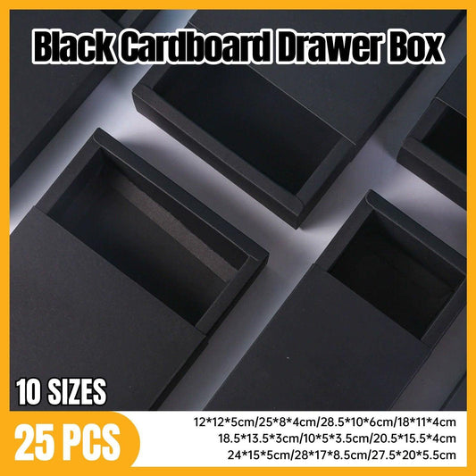 25X Kraft Paper Drawer Jewelry Gift Box for Necklace & Bracelet - Black