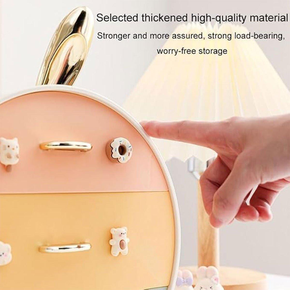Large Multi-functional Makeup Storage Organizer Rabbit Decor Drawer Cosmetic Box - Colour - SuperSaverAU - view 2