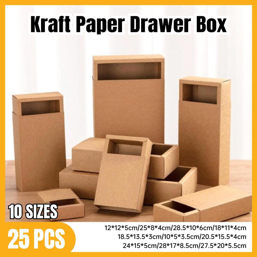 Premium Kraft Paper Drawer Box - Gift Storage Organizer - 18x11x4cm - SuperSaverAU - view 1