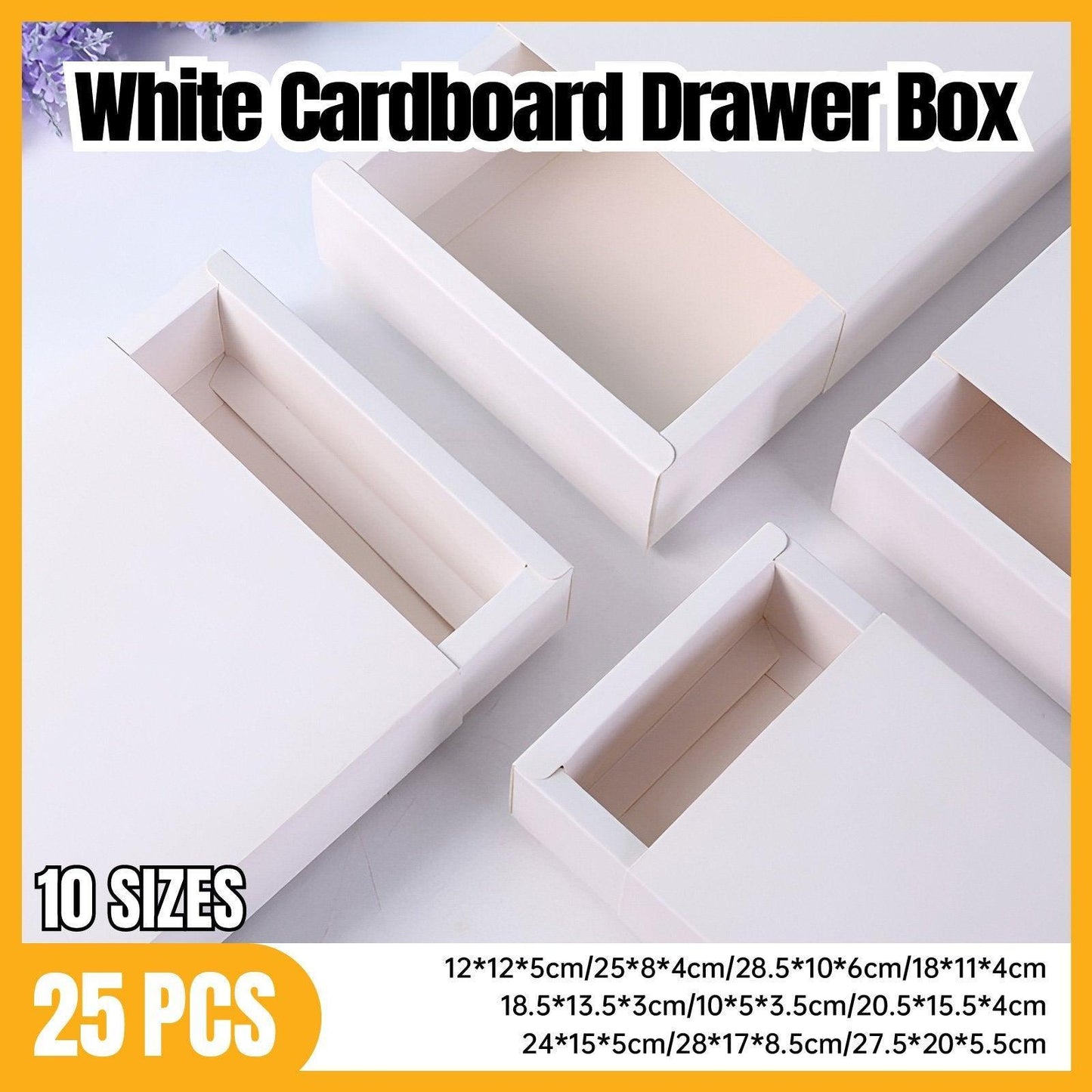 Drawer Paper Box for Jewelry, Necklace & Bracelet Packaging - White (25 Pcs)