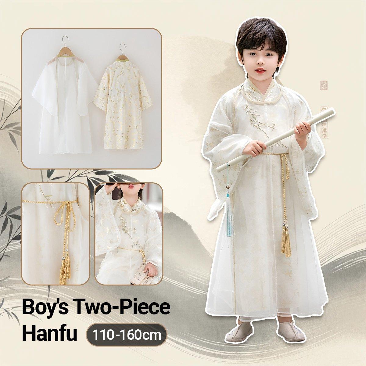 Boy's Hanfu Ancient Style Big Sleeve Shirt for Spring Autumn - 120cm