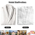 Cotton Kimono Collar Bathrobe - Hotel Quality Thick Fleece Towel - Velvet, 130 cm - SuperSaverAU - view 1