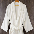 Cotton Kimono Collar Bathrobe - Hotel Quality Thick Fleece Towel - Waffle - 130 cm - SuperSaverAU - view 2