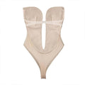 M Size Women Deep U Plunge Seamless Push Up Bodysuit - Skin Tone - SuperSaverAU - view 3